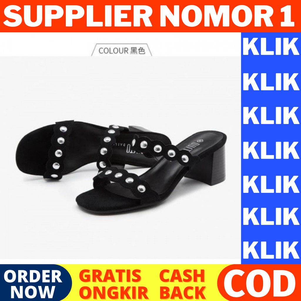 [ BISA COD ] PVN Sepatu Hak Tahu Wanita Sepatu Peep Toes Cewek korea