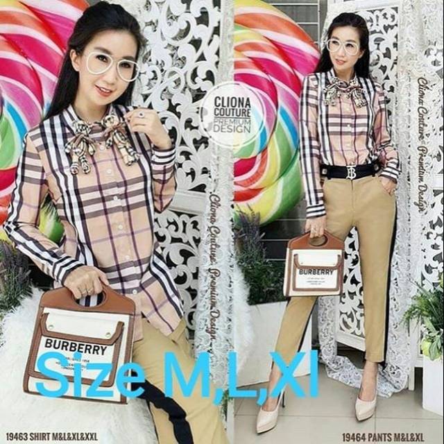 Set burberry dan celana soft jeans