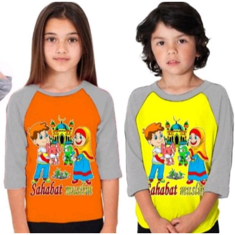 BEST SELLER  KAOS ANAK KARAKTER USIA 1-10 TAHUN REGLAN MUSLIM TANGAN PANJANG MARI KITA SHOLAT MENGAJ