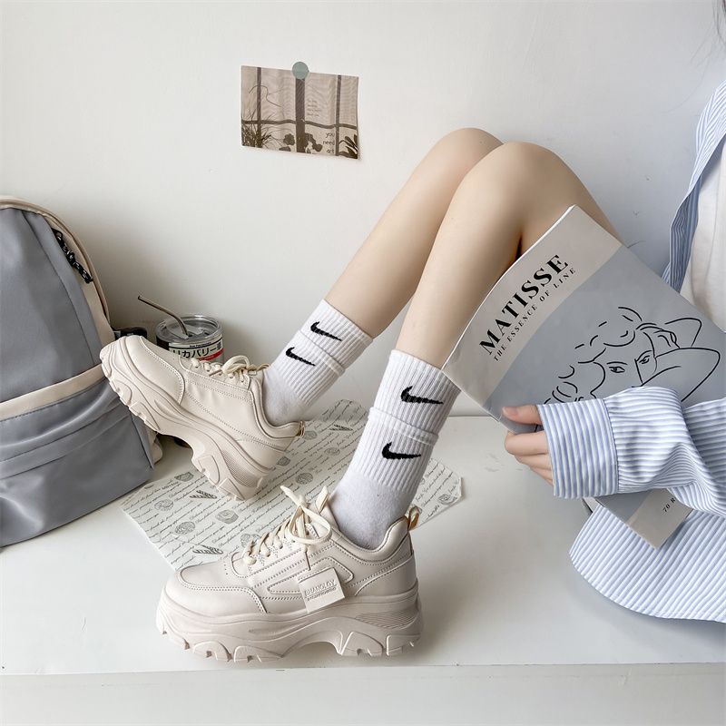 [GROSIR][COD] SEVEN_DAY SEPATU SNEAKERS WANITA KOREA IMPORT SPORT SHOES KREM H-923