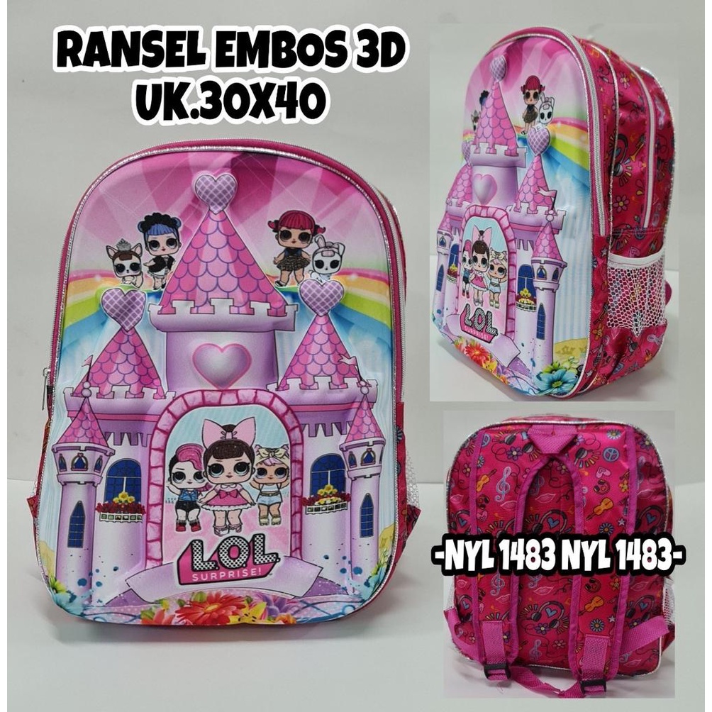 Tas Ransel Anak Sekolah PG/PAUD lucu keren Cewek motif timbul karakter kartun hewan 3 Dimensi Kualitas Import Premium