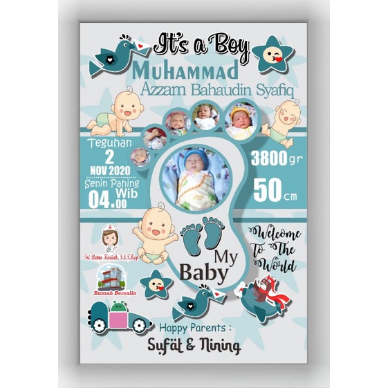(TERMURAH) Biodata bayi|Biodata kelahiran bayi|Biodata anak|Hiasan dinding|Kado bayi