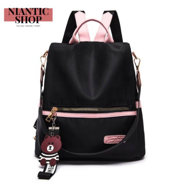 BACKPACK MULTIFUNGSI 3IN1 GANTUNGAN RUBI BROWN BIRU PINK TAS PUNGGUNG RANSEL WANITA SEKOLAH KERJA