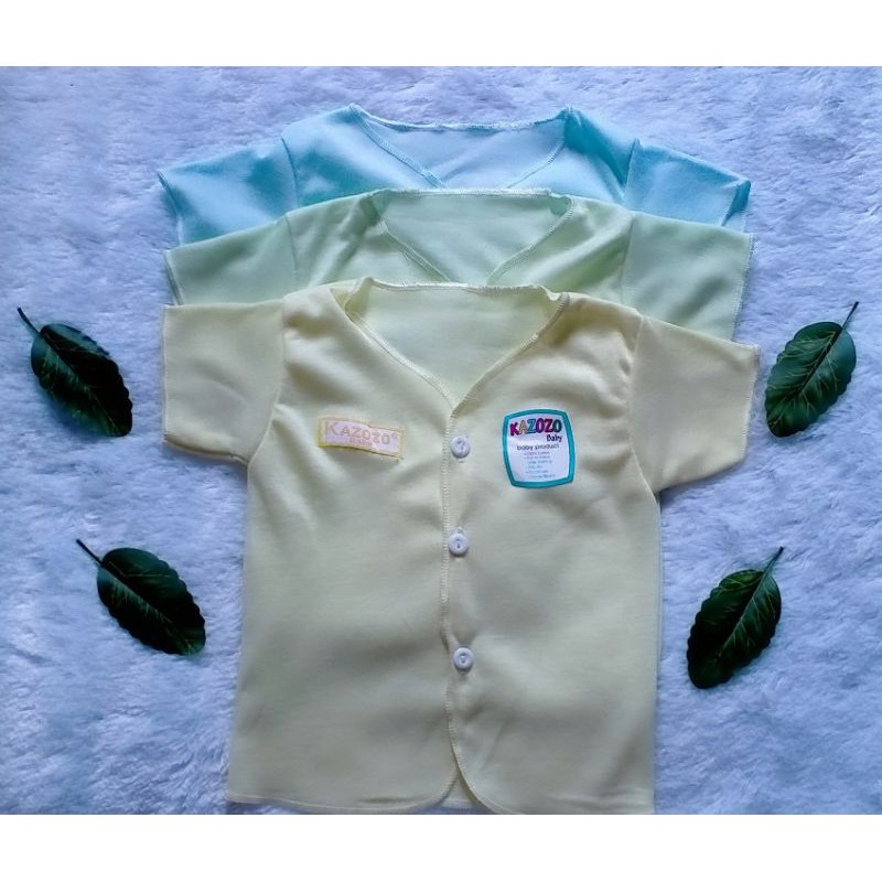 KAZOZO 3 Pcs Baju Pendek Bayi Baru Lahir Polos 0-3 Bulan