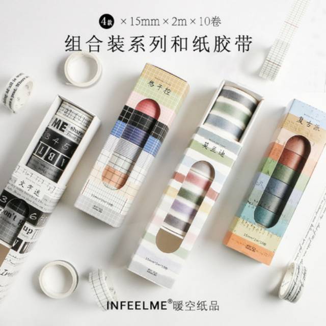 

[LBS] 10 pcs Washi Masking Tape Motif Retro untuk Bullet Journal Diary Scrapbook Studygram