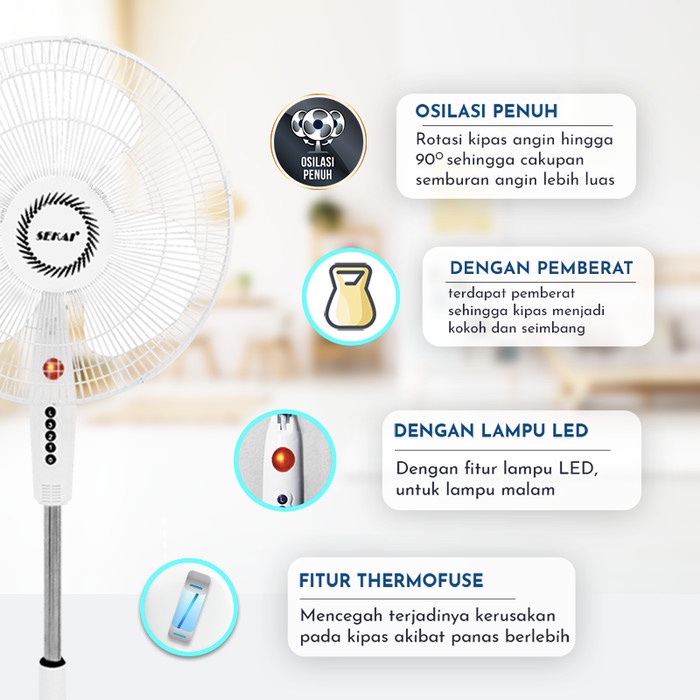 SEKAI Stand Fan 16 Inch SFN1621 Kipas Angin Tumpu SFN 1621