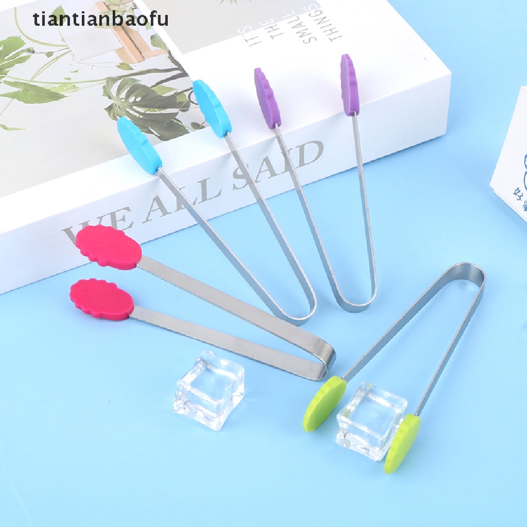 [tiantianbaofu] 1Pc Silicone Food Tongs Flower Shape Stainless Steel Non-slip Ice Candy FoodClip Boutique