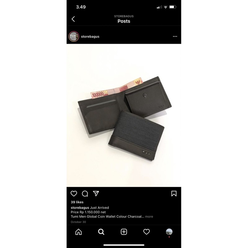 Tumi Men Global Coin Wallet - Charcoal - Original