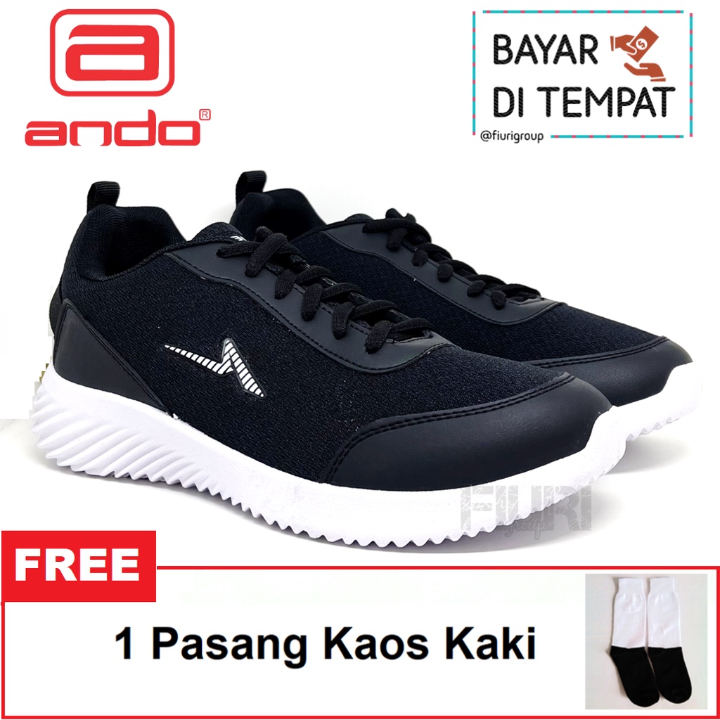 FIURI - ANDO ORIGINAL - CANARIO 39-43 HITAM PUTIH - SEPATU SNEAKERS SPORT KANVAS SOL KARET ANAK LAKI-LAKI - SEPATU KETS TRENDY PRIA DEWASA - SEPATU OLAHRAGA LARI FITNES SENAM KERJA KULIAH SEKOLAH SD SMP SMA BERTALI COWOK MURAH PROMO DISKON BONUS KAOS KAKI