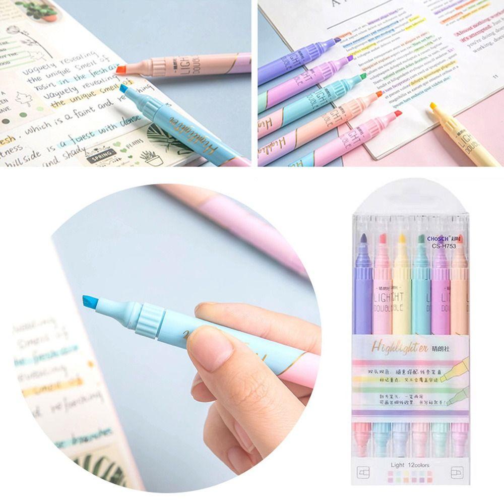 Preva 6PCS/Set Stabilo Pen Set Good-looking Perlengkapan Kantor Sekolah Menggambar Double Color Graffiti Alat Tulis Color Pen