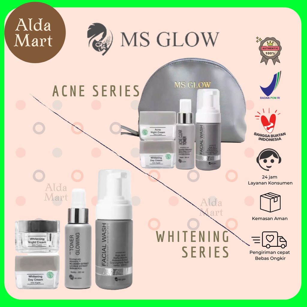 ✿ALDA MART✿  Ms Glow Paket Whitening | Paket Acne Series | Eceran | Original