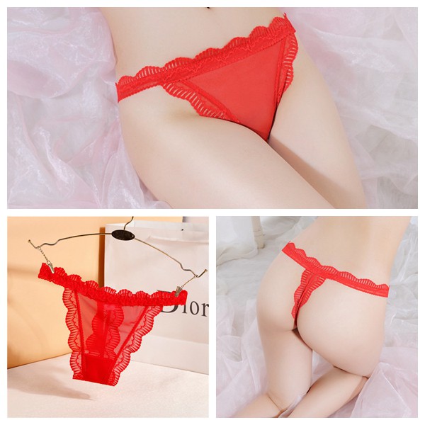 (COD) G String Wanita Sexy Renda Celana Dalam transparan Pakaian Dalam Lace Bawah Segitiga C225