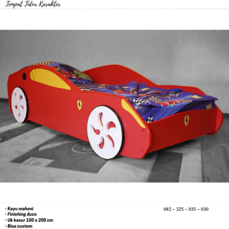 Tempat Tidur Anak Laki-laki Karakter Mobil, Kasur Anak Cowok Model Mobil, Ranjang Anak Bentuk Mobil