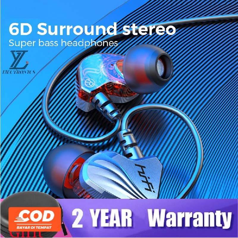 Headset Gaming Sport Music 6D Surround Stereo Bass Hifi dengan Mic Tahan air dan keringat cocok untuk olahraga Plus Tempat Earphone