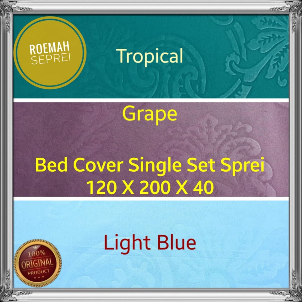 BEDCOVER SINGLE SET KATUN JEPANG WARNA MOTIF EMBOS SPREI 120X200X40