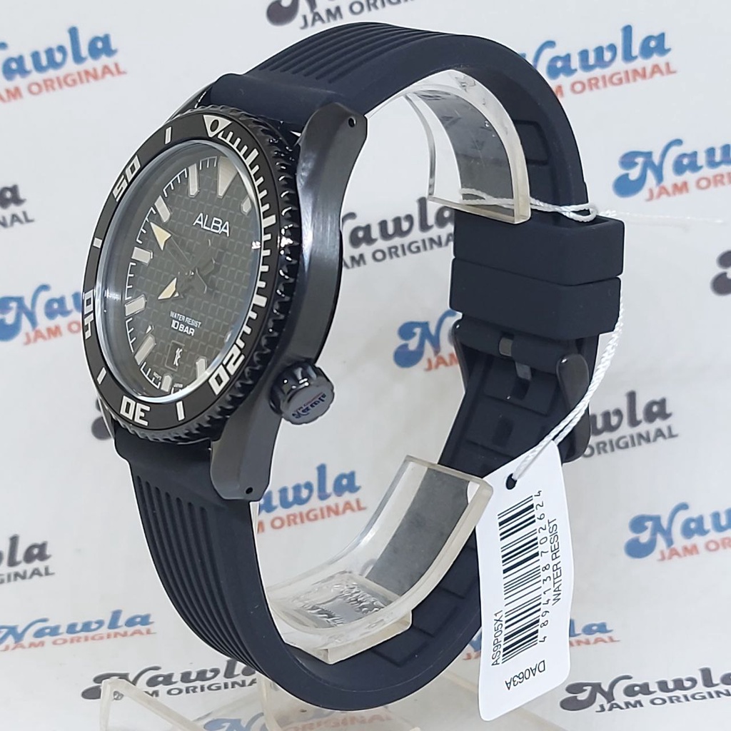 Alba Quartz AS9P05X1 Full Black - Jam Tangan Pria AS9P05