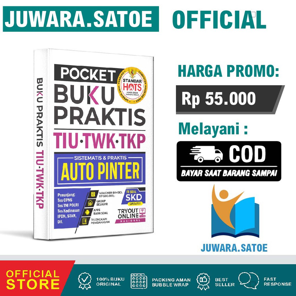 POCKET BUKU PRAKTIS TIU TWK TKP PENUNJANG TES CPNS, TNI POLRI, KEDINASAN, IPDN DAN STAN 2022