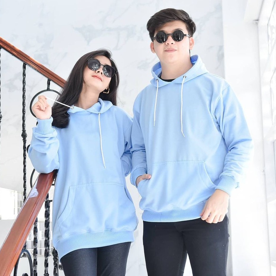 HOODIE POLOS SWEATERPOLOS HOODIE JUMPER POLOS PRIA WANITA HOODIE JUMPER DISTRO BABY BLUE ML-XXL