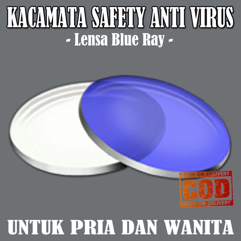 Kacamata Safety Glasses Anti Virus Lensa Antiradiasi Blueray Kaca mata Pelindung Debu Bakteri