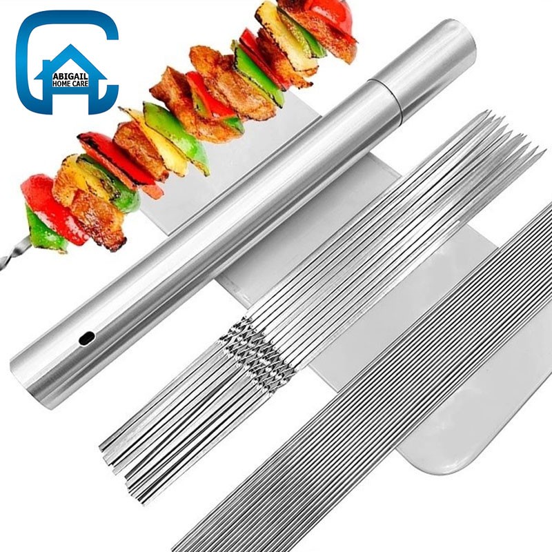 Tusukan Sate Stainless Dengan Tempet Set Tusuk Sate 30pcs Tusuk Sate Stainless Steel