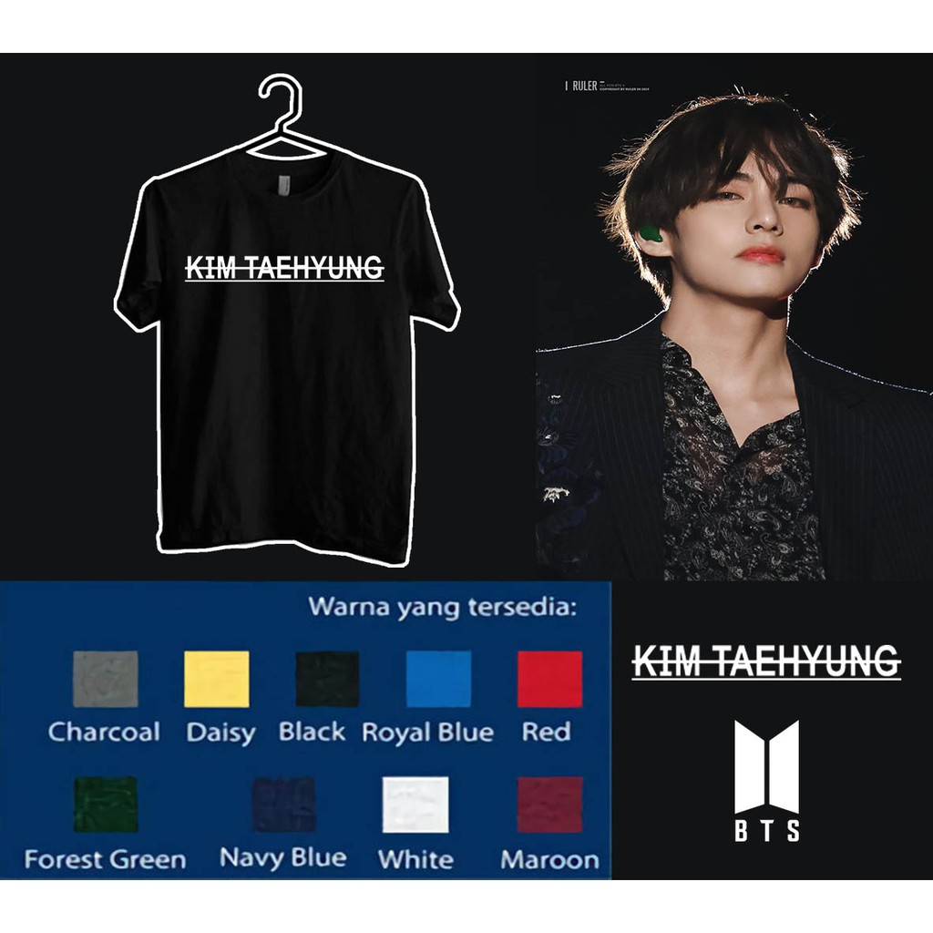 KAOS DISTRO CUSTOM COTTON COMBAD 30'S KIM TAEHYUNG TULISAN DEPAN KOREA KPOP