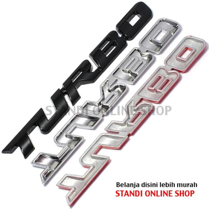 Emblem Mobil Belakang 3D Logo Turbo Sticker Aluminium Murah