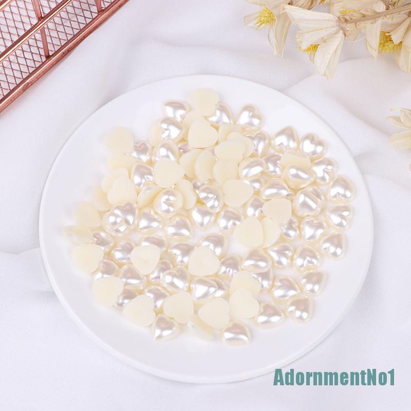 (AdornmentNo1) 100pcs / lot Manik-Manik Mutiara Imitasi Bentuk Hati Untuk Kerajinan Tangan DIY