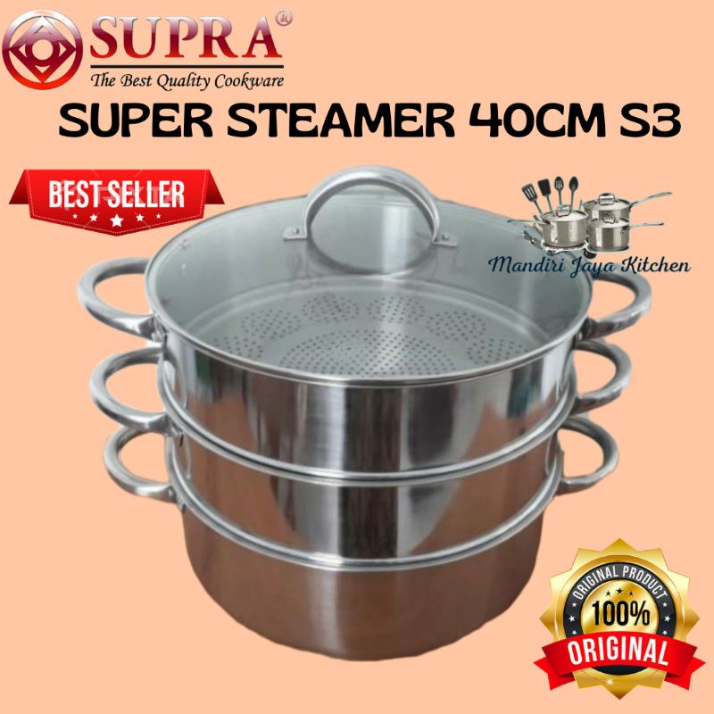 SUPRA Super Steamer 40cm susun 3 dan susun 2/Panci Susun