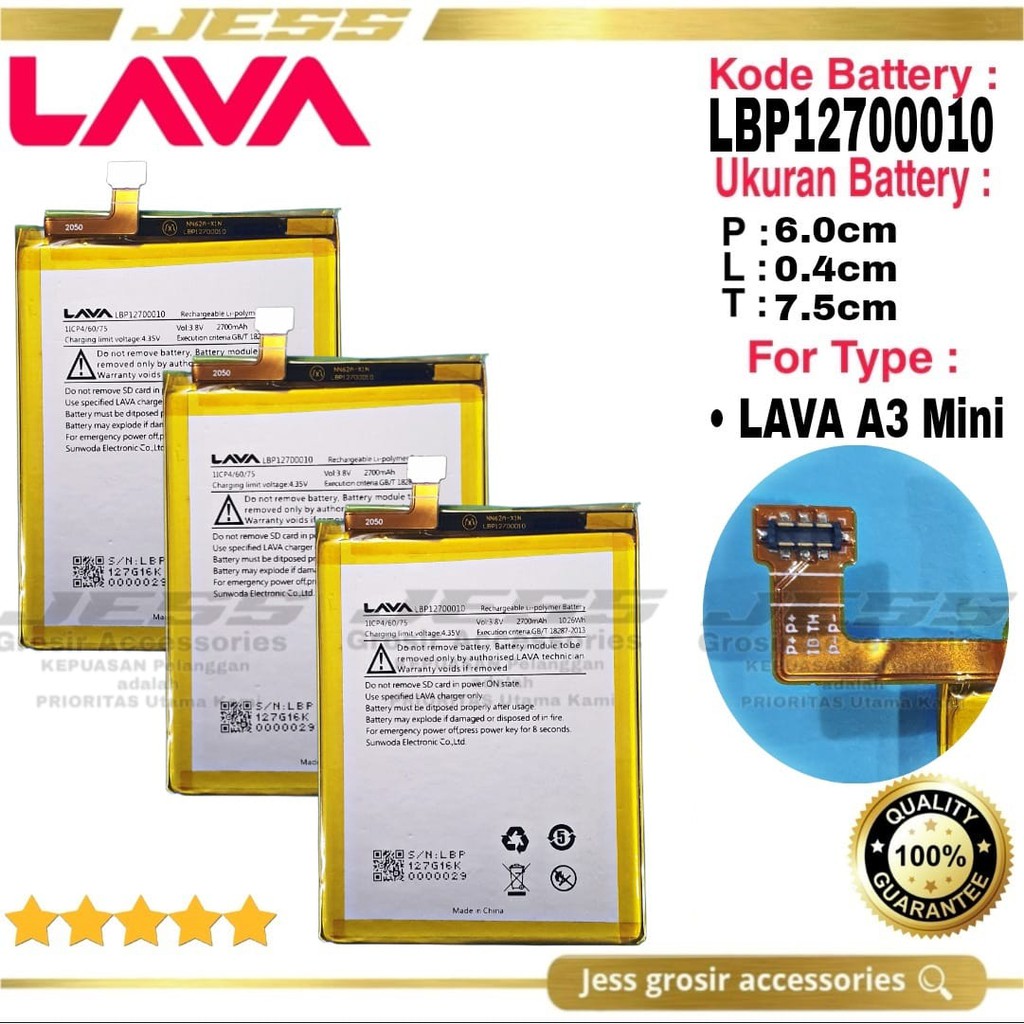 Baterai Original LAVA A3 Mini Batre Original Kode Battery LBP12700010 ( 1/CP4/60/75 )