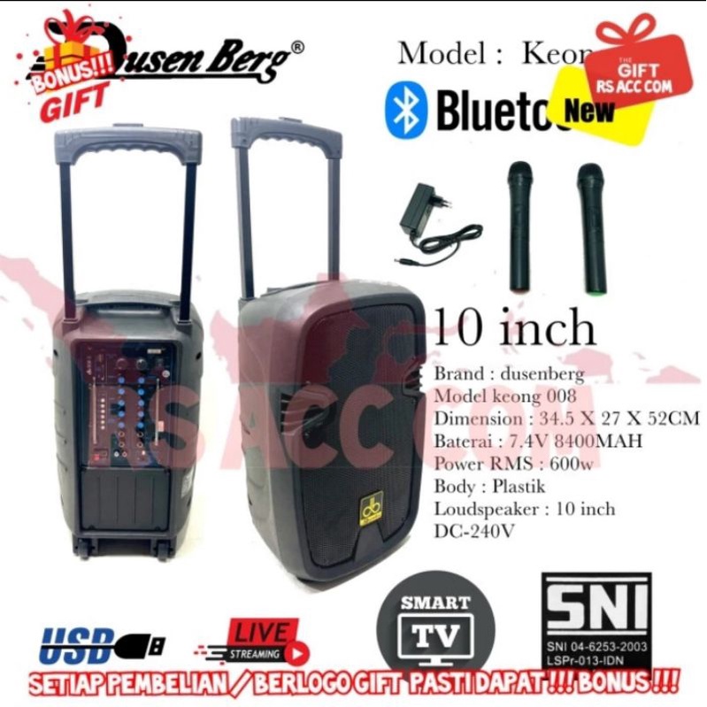 Speaker Portable Dusenberg 10 Inch keong 10, Speaker karaoke YouTube