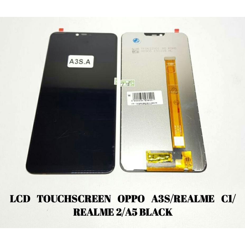 Layar LCD TS Touchscreen Fullset OPPO REALME 2 A3S A5 REALME C1 A12E - Black