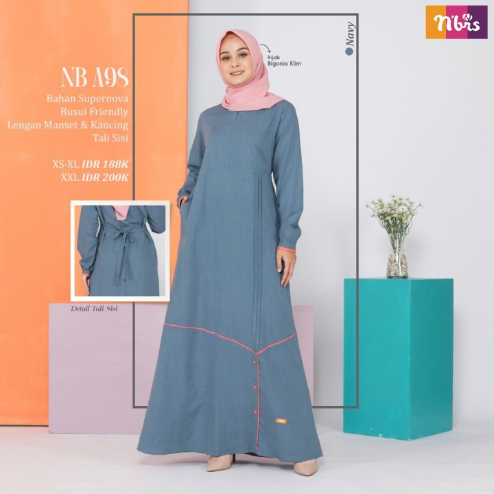 Nibras NB A98 Material Supernova Gamis Trendy nyaman di pakai Gamis Polos Simple terbaru