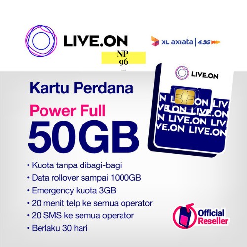 Jual kartu perdana live on xl power muve go 50 gb 30 hari xl internet