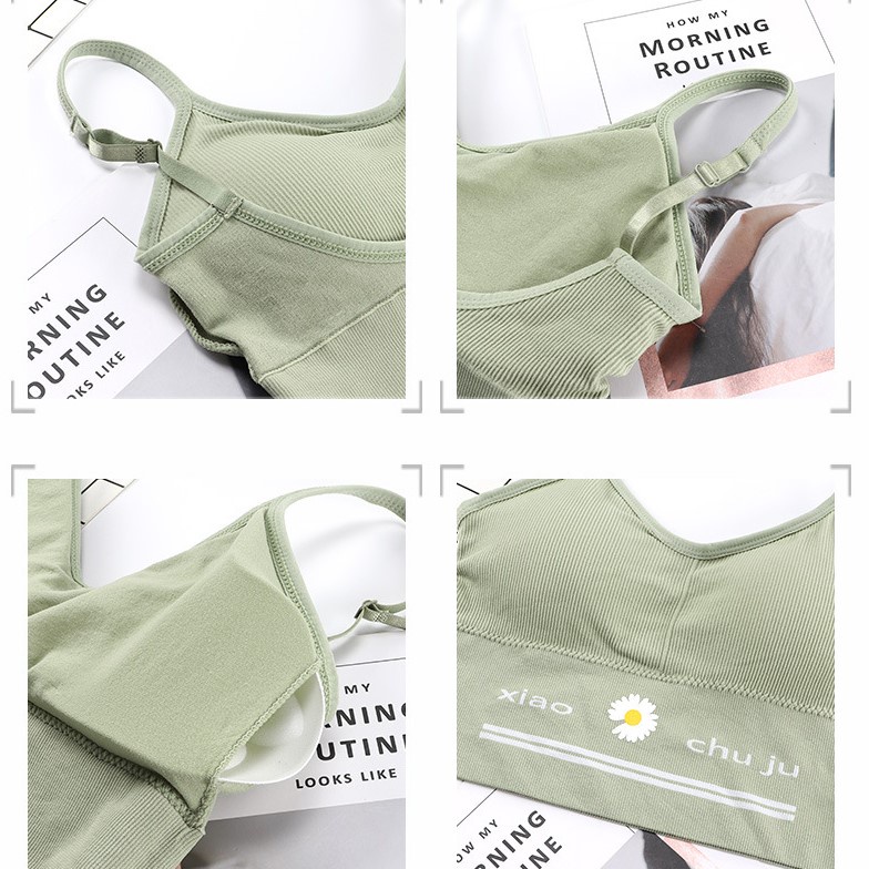 MARKAS SURABAYA  BRA534 Bra Tanpa Kawat Pakaian Dalam Wanita Polos Motif Bunga Tali BH Olahraga Sportbra Gym