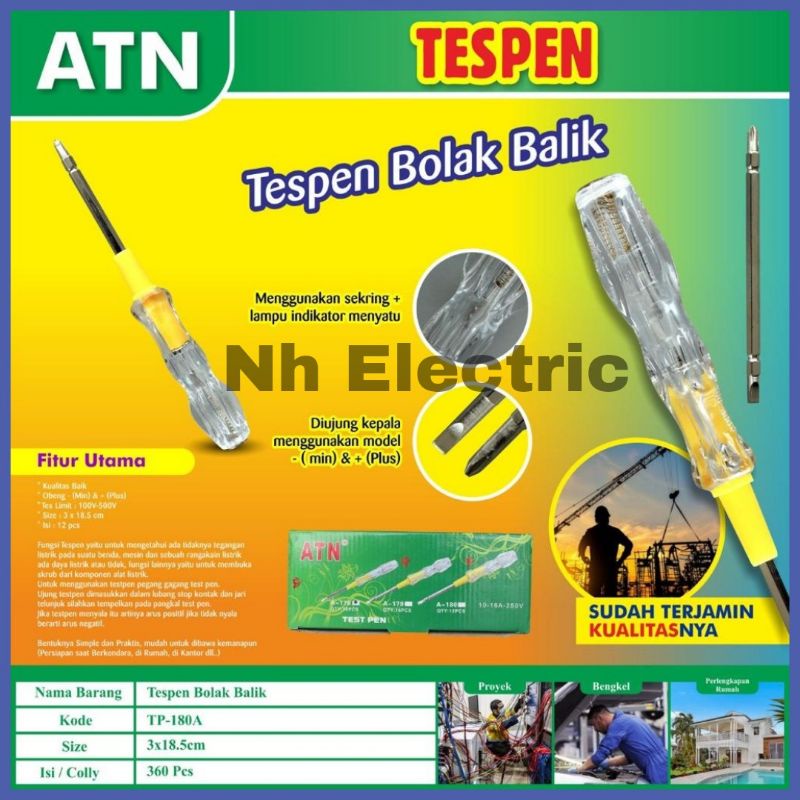 Tespen Bulak Balik Atn - Obeng Bulak Balik Atn - Tespen Listrik BB Atn - Tespen +/- Kuning 178 Atn