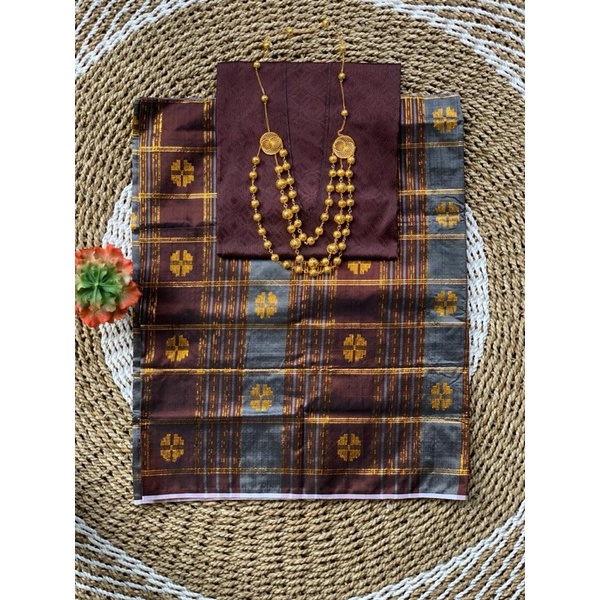 SATU SET LENGKAP BAJU BODO DENGAN SARUNG, SIMA,KALUNG KHAS MAKASSAR KHAS BUGIS KHAS SULAWESI