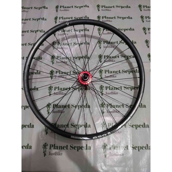 Wheelset Belakang 27.5 Araya DM650 650B Hub Odessy Merah Jari SS Hitam