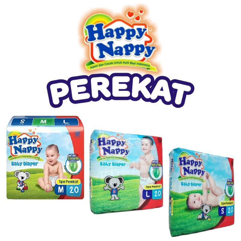 Happy Nappy Type Perekat S20, M20 Dan L20 || Happy Nappy Type Perekat Kemasan Kecil