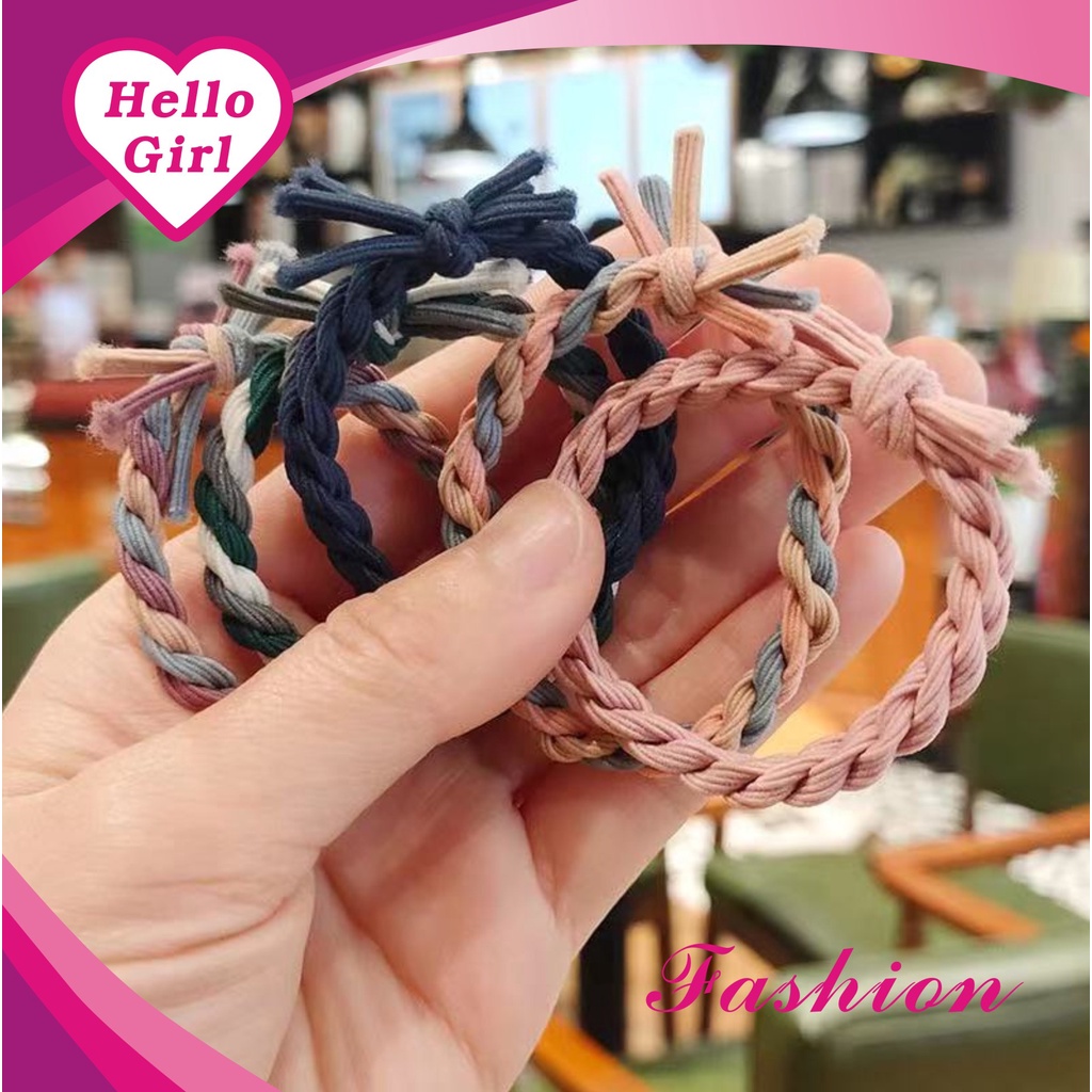 (Hello Girl)F61 Ikat Rambut Wanita Warna Tali Tambang Impor