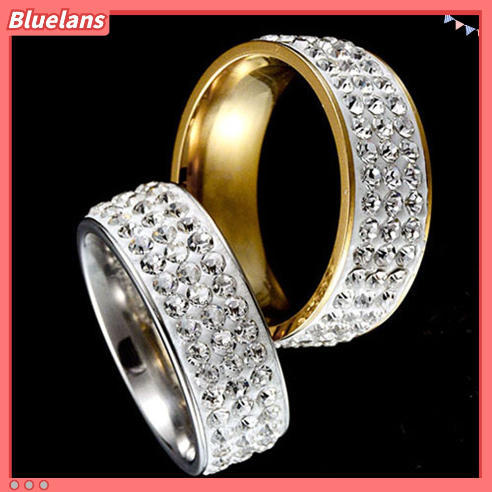1pc Cincin Berlian Imitasi Tiga Baris Untuk Pria Dan Wanita