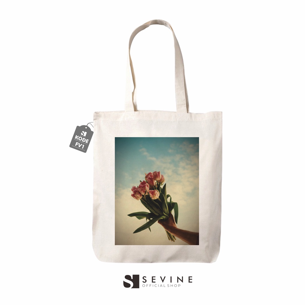 Sevine Totebag Tas Wanita Tote Bag Resleting Vintage Flowers - FV