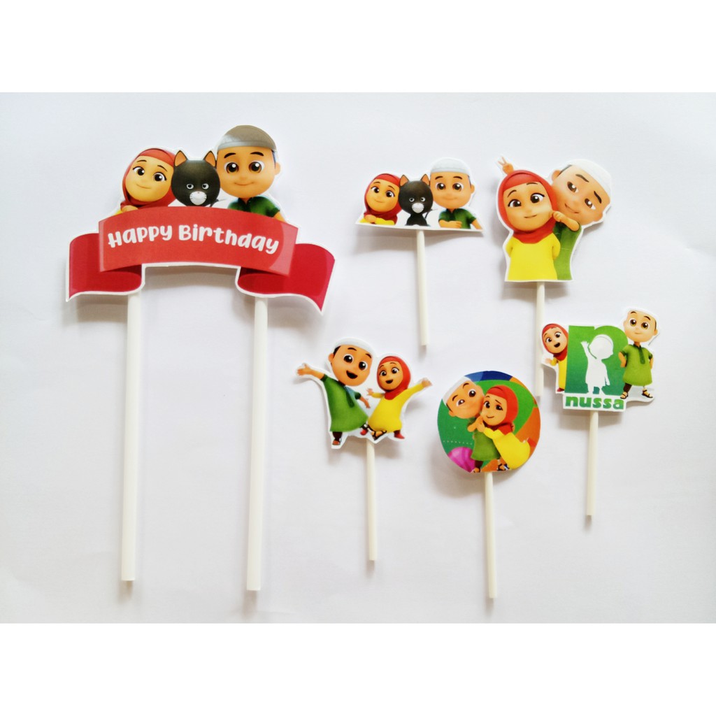 topper toper hiasan tusukan kue cake ulang tahun happy birthday karakter nusa nussa rara