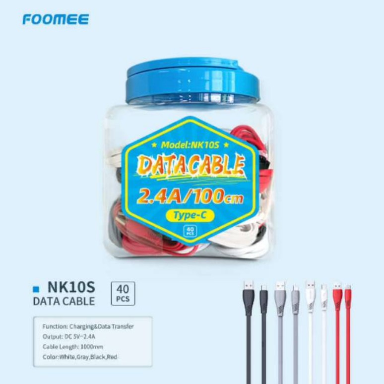 KABEL DATA Type-C FOOMEE NK10S (1 Toples isi 40 pcs)