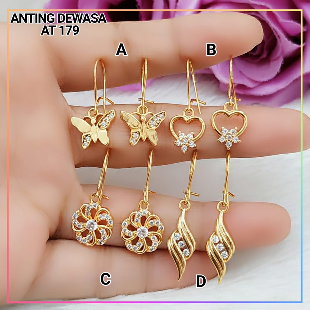 Anting Xuping Anting Dewasa Kait kupu permata zircon perhiasan lapis emas gold AT 179