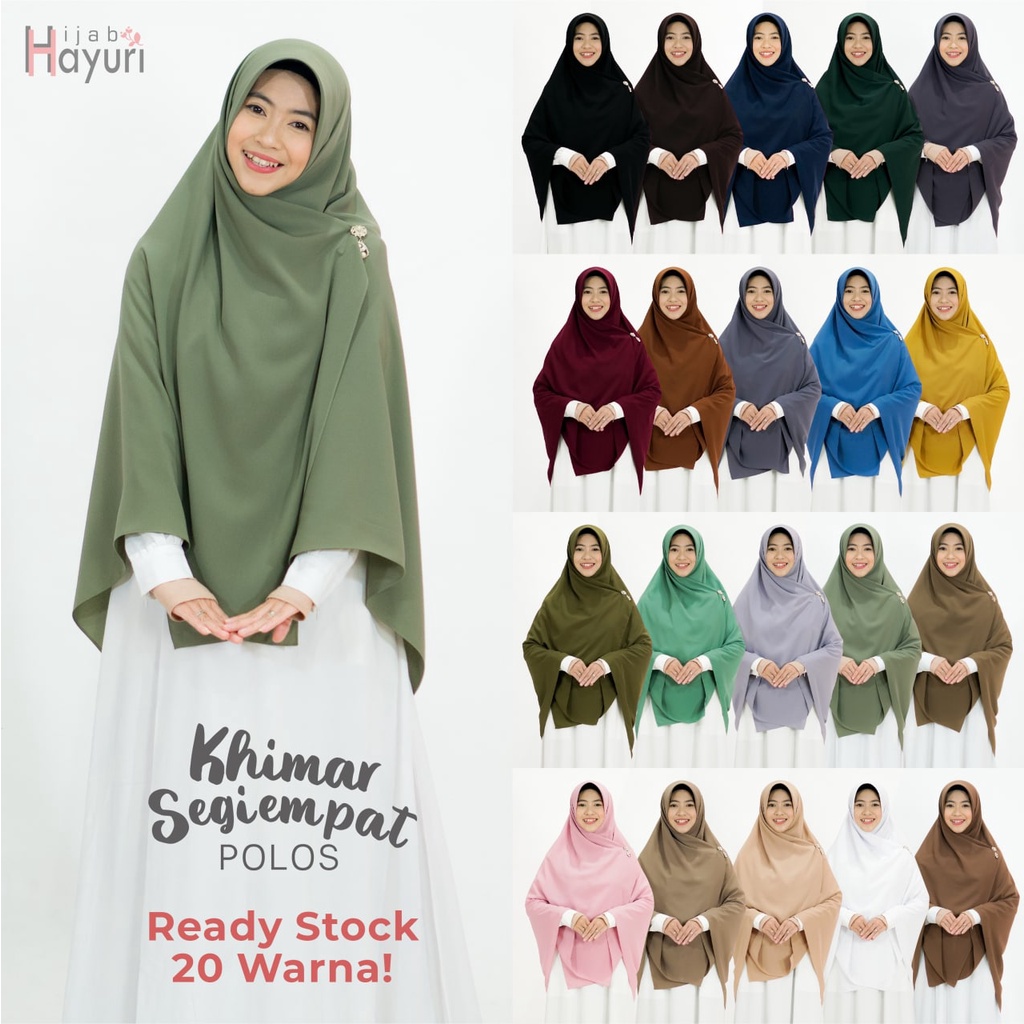 Hijab Hayuri Khimar Segi Empat Polos [120x120cm] [130x130cm] [145 X 145 CM]  / Jilbab Kerudung Segi Empat Wolpeach - Jilbab segiempat Polos