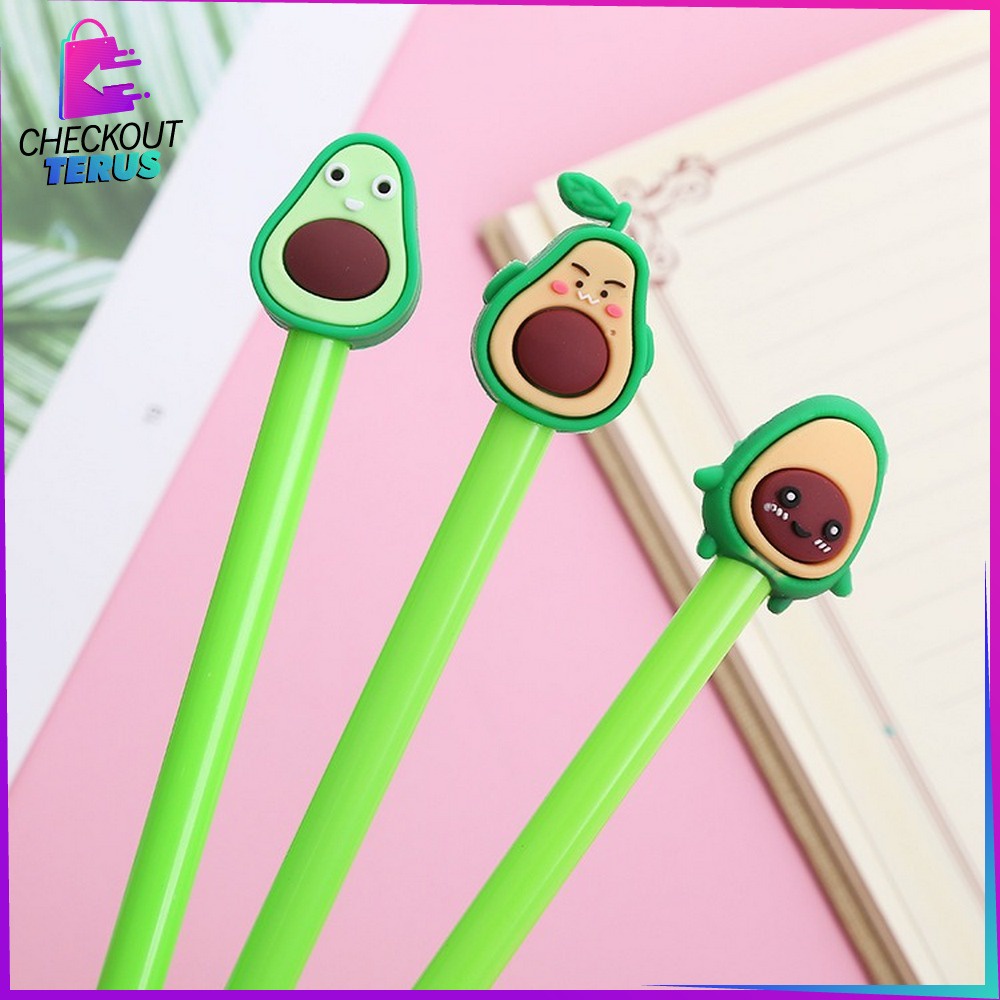 CT A9 Pulpen Karakter Alpukat Alat Tulis Stationary Pena Unik Pen Motif Buah Avocado Lucu