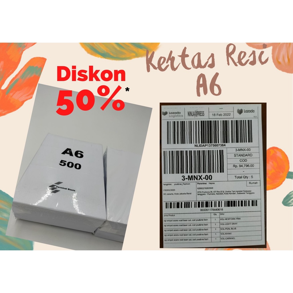 

Kertas Print Resi A6 gsm 70 gram