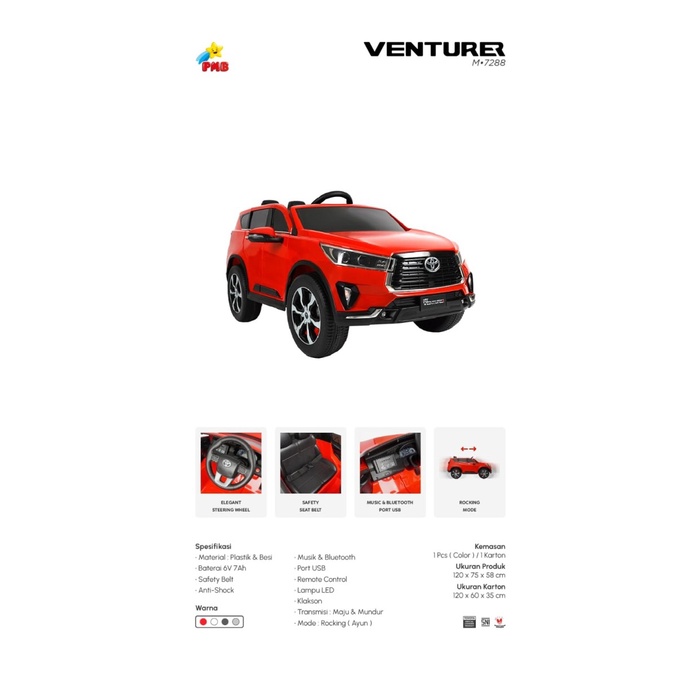 Mobil Listrik Aki Mainan Anak Innova Venturer PMB M-7288 M7288 Remote