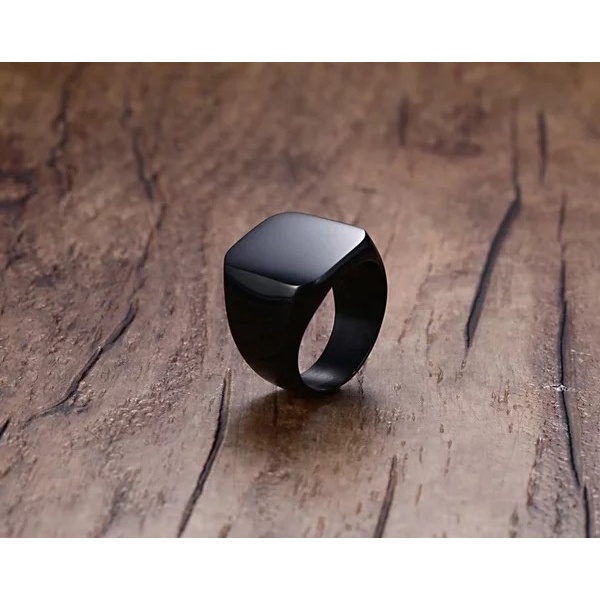 Cincin Titanium Square Kotak Hitam Fashion Pria Wanita Termurah