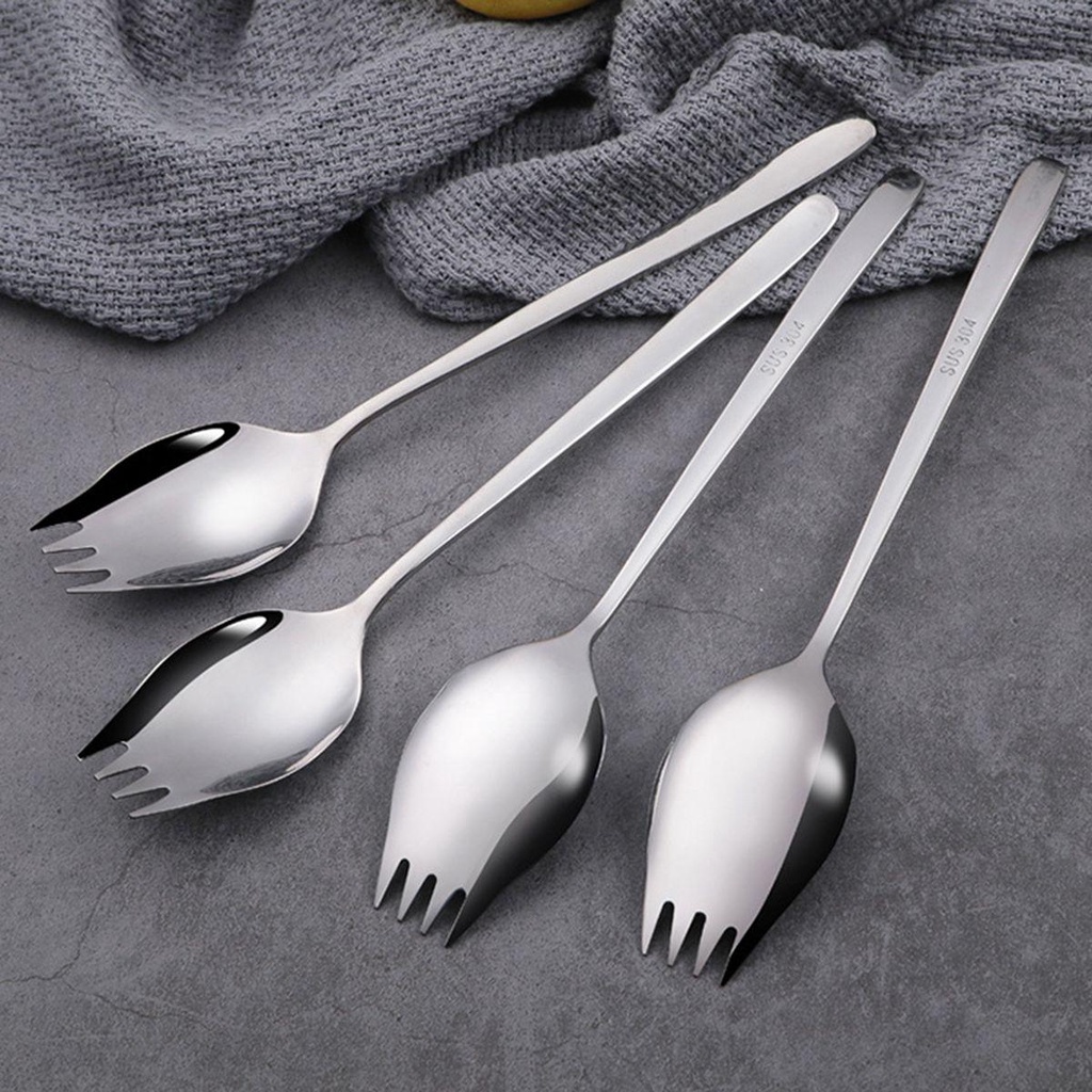 NICKOLAS1 Spork Piknik Camping Gagang Panjang Reusable Alat Makan Sendok Dessert Outdoor